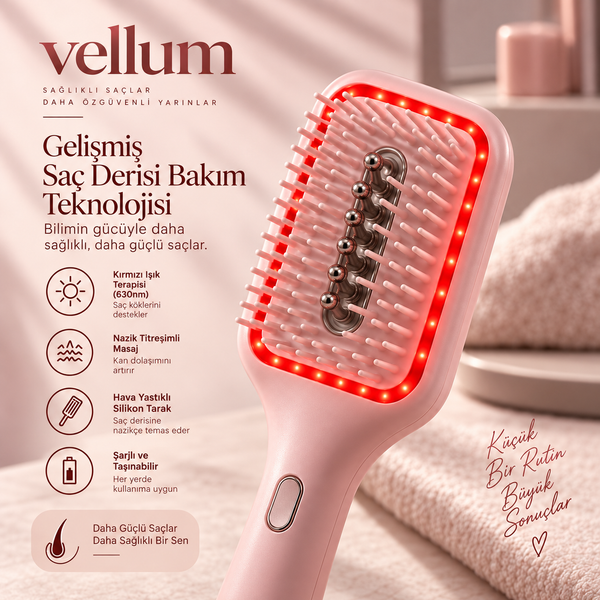 Vellum Kırmızı Işık Terapili Saç Derisi Bakım Fırçası